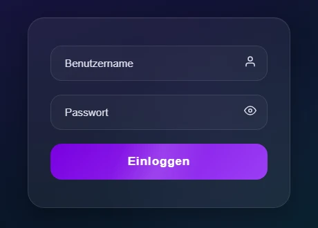 Die Anmeldemaske mit den Feldern Benutzername und Passwort und dem Button Einloggen